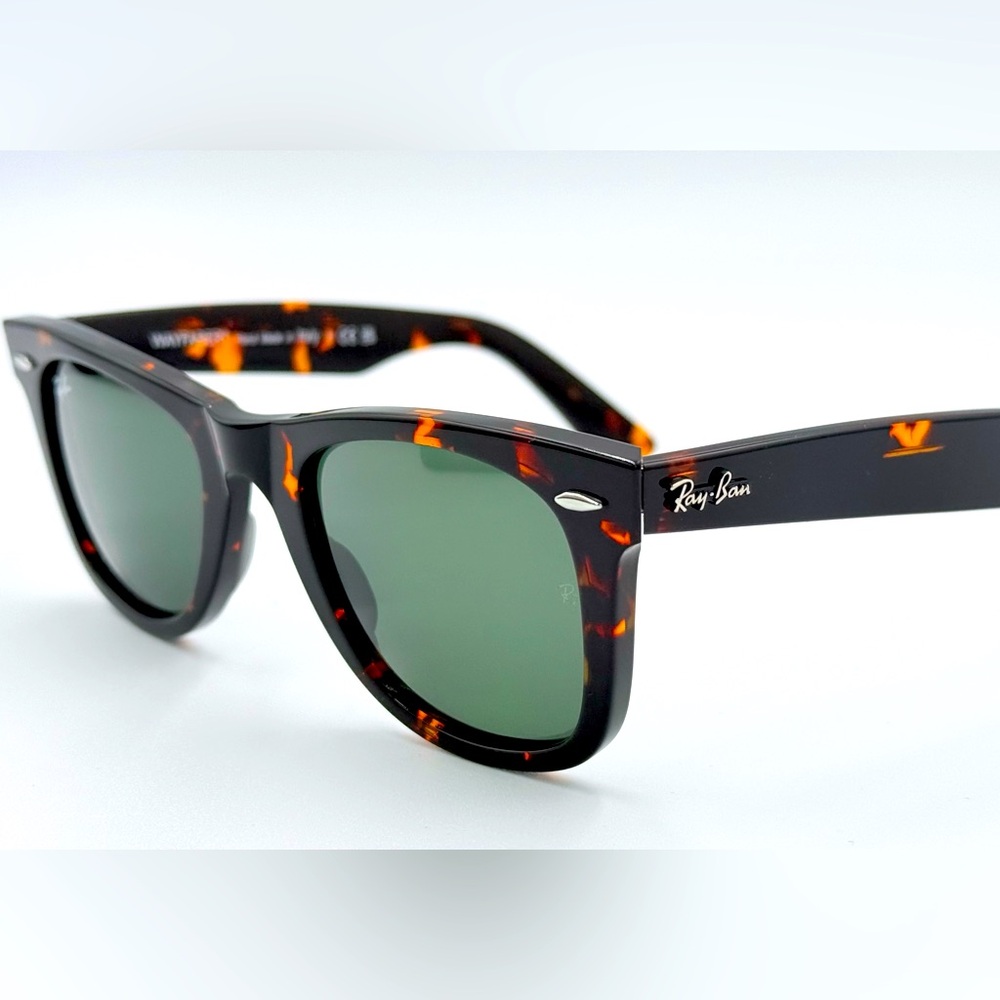 Ray-Ban Classic Sunglasses Wayfarer RB2140 50mm Tortoise w/ Green G15 Lens - Picture 4 of 9